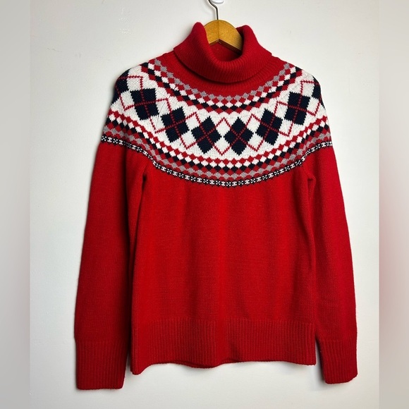 VTG Tommy Hilfiger TurtleNeck Sweater Gilmore girls FairIsle Knit Preppy - Picture 1 of 10